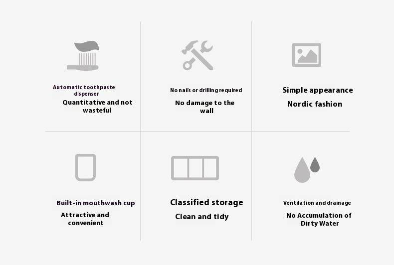 Set van aan de muur te bevestigen tandenborstelhouders met tandpastaknijper – Badkamerorganizer voor tandenborstel, beker en tandpasta zonder boren (opties van 2/3/4 stuks)_voghion.com