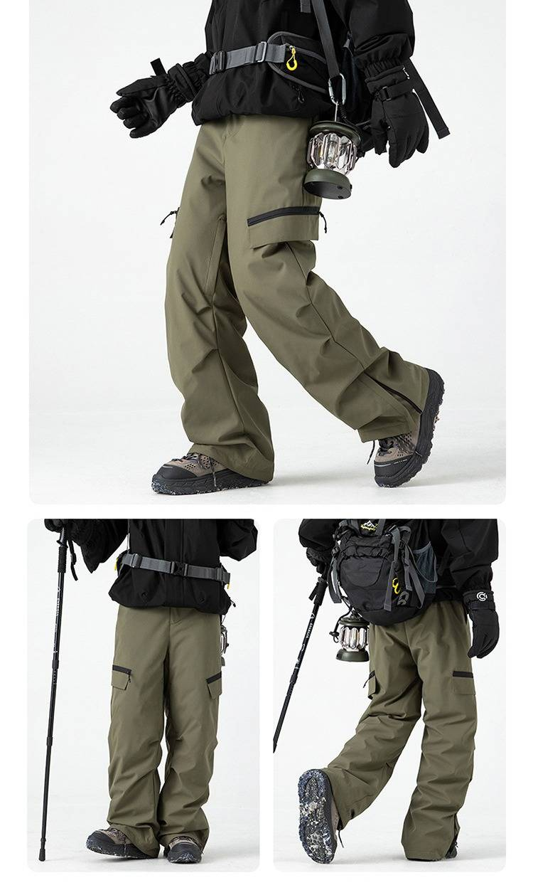 Men's & Women's 90% White Duck Down Ski Pants – Waterproof, Lightweight & Windproof Overalls For Extreme Cold (M-2XL, Obsidian Black/Rock Gray_voghion.com