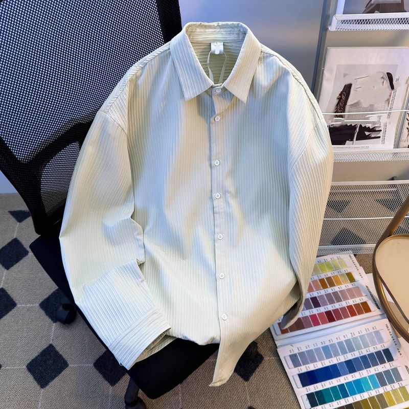 Cooling Wrinkle Shirt – Oversized Striped Linen-Look Blouse With Dropped Shoulder_voghion.com