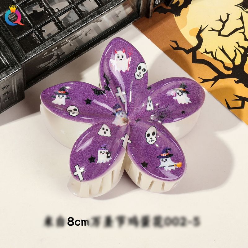 Multiple Pattern And Color Options For Halloween Pumpkin Skull Witch UV Print Frangipani Clip Girls Headdress_voghion.com