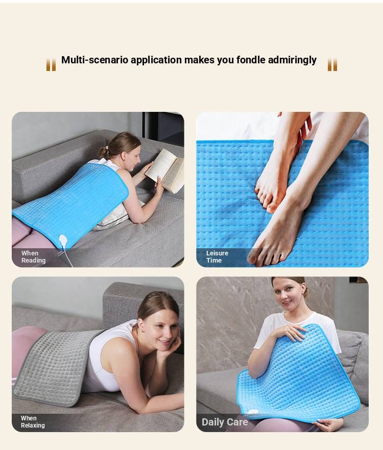 Adjustable Heating Pad For Back & Muscle Pain Relief – 6-Temperature Electric Blanket With 4 Timer Modes (110V, 30×60cm, US/EU/UK/AU Plug Options)_voghion.com