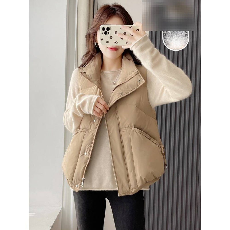 Gilet matelassé pour femme – Motif 3D et col montant zippé (Indispensable pour superposer les vêtements d'hiver légers)_voghion.com