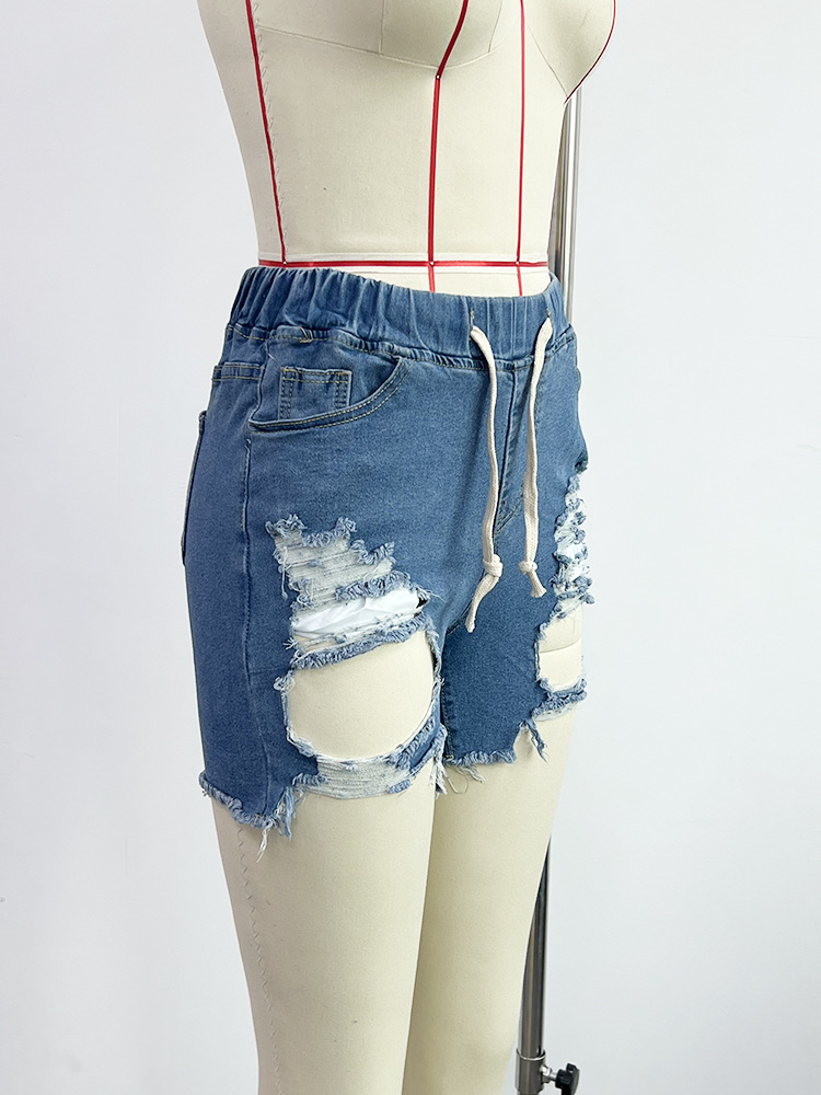 Pantaloncini da spiaggia a vita elastica, pantaloncini a gamba dritta alla moda da donna_voghion.com