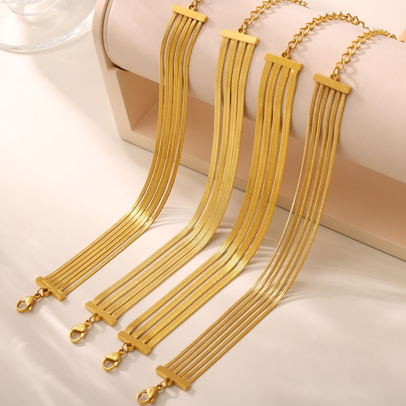 Squared Sugar Exaggerated Multi-layer Stacked Blade Chain Bracelet Titanium Steel PVD Non Fading Women's Bracelet_voghion.com