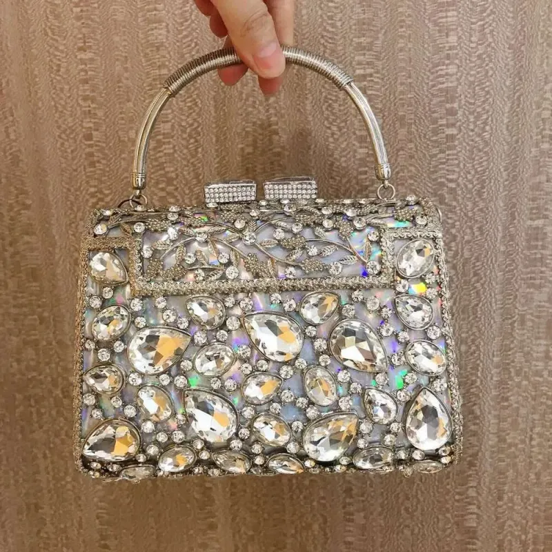 Designer 2025 Borsa a mano con strass da donna per feste, matrimoni, serate in cristallo, pochette da sposa, borsa da donna_voghion.com