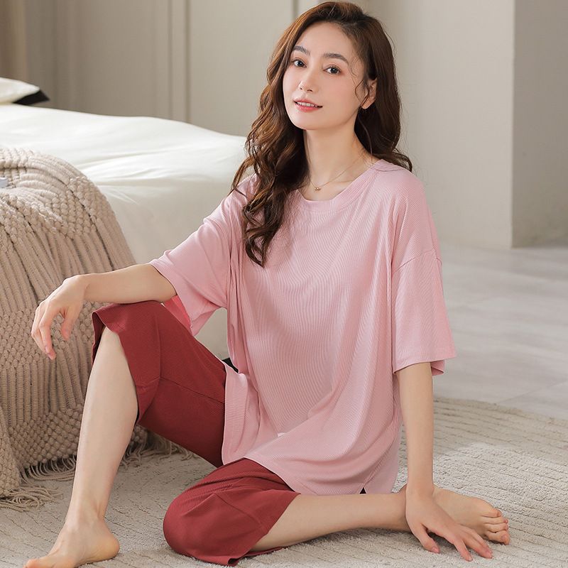 Ljetne majice s kratkim rukavima, ženske pidžame, jednostavne, od ledene svile, cool, ležerne, plus size, za djevojke, kućna odjeća, proljeće i_voghion.com