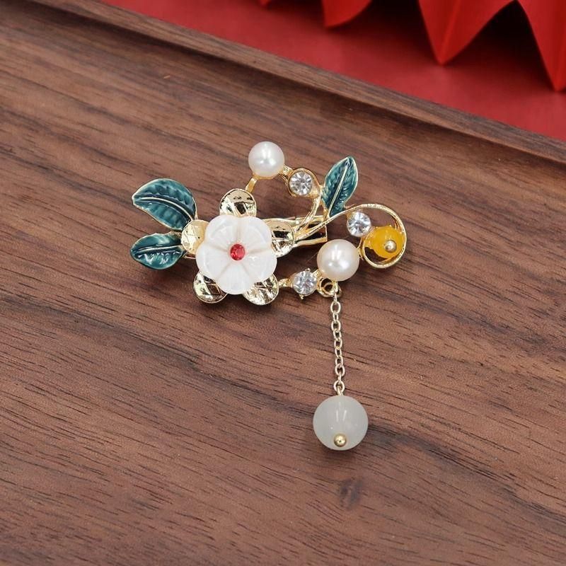 Broche Feminino Sense High-end Temperamento da Corte de Alta Qualidade Elegante Pino de Pérola Cheongsam Carcela de Imprensa Acessórios Hanfu Corsage_voghion.com