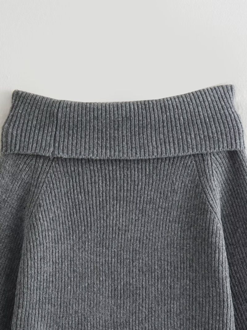 Maglione oversize da donna in maglia - Maglia girocollo a coste morbide a maniche lunghe - Pullover casual da strada (nero, rosso, grigio, crema)_voghion.com