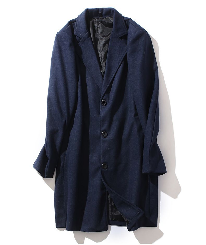 Abbigliamento maschile Cappotto lungo in lana da uomo in stile classico britannico - Trench invernale con tasche multiple (nero, cachi, marrone, grigio chiaro, rosso)_voghion.com
