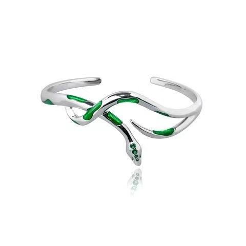 Advanced Green Drip Oil Snake Shaped For Women, Versatile And Adjustable, Personalized Bracelet, Niche Design, Internet_voghion.com