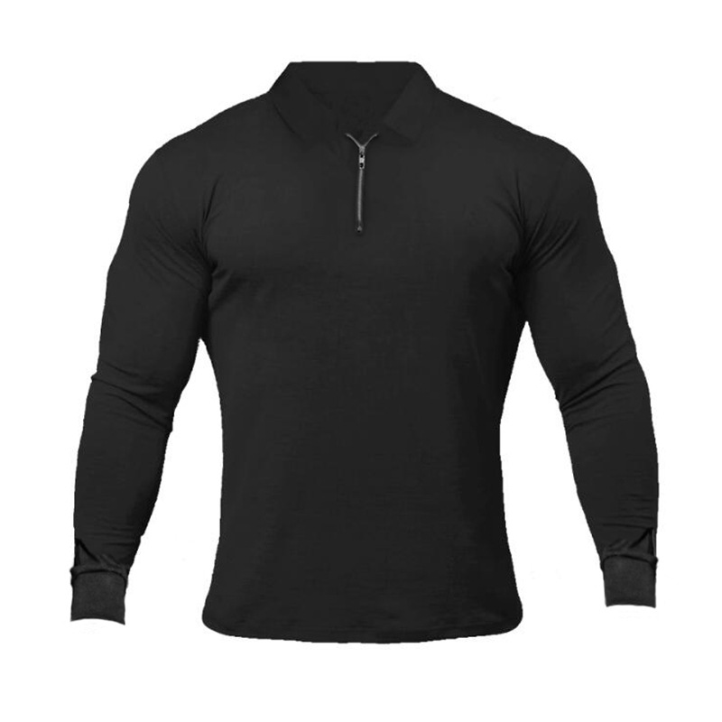 Muscle Herren Poloshirts Herren Langarm Revers Fitness PoloT-Shirts_voghion.com