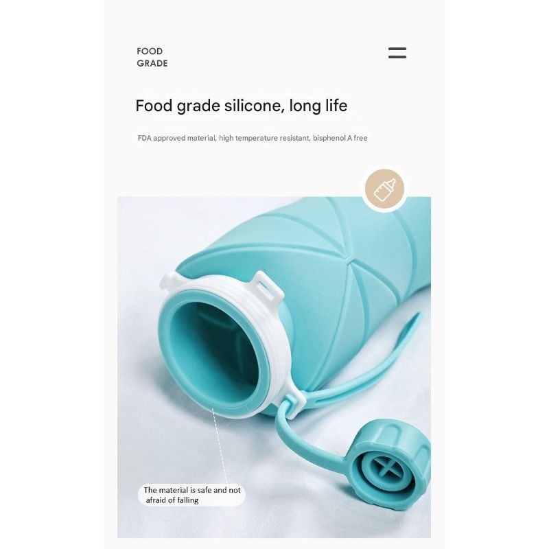 Faltbare Silikon-Wasserflasche, tragbar, auslaufsicher, Reise-Sportflasche, BPA-frei, faltbar, für Outdoor, Wandern, Camping, wiederverwendbar, leichte Flasche_voghion.com