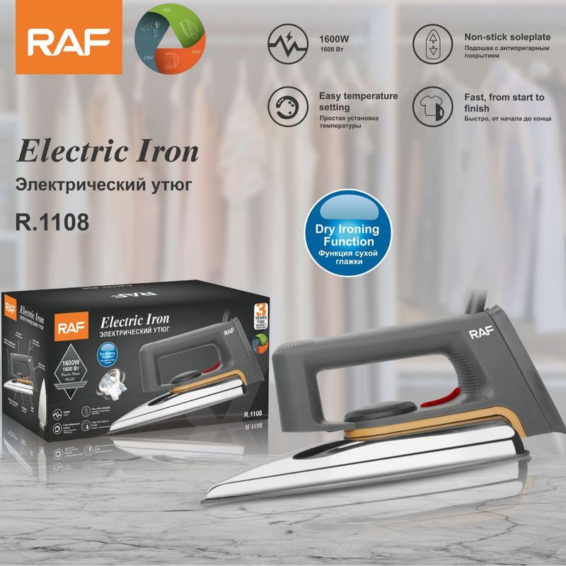 RAF old-fashioned dry iron for home use, no water or steam, stamping, painting, printing, dia pasting, wood veneer,_voghion.com