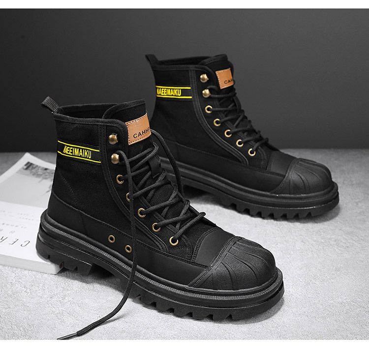 Martin Boots Herren High Top Spring Dickbesohlte Canvas Freizeitstiefel Herren Arbeitskleidung All Match Motorradstiefel_voghion.com