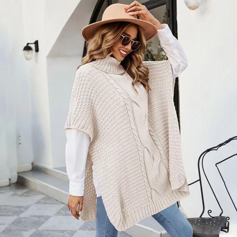 Pull ample en tricot à manches chauve-souris pour femme, automne/hiver_voghion.com