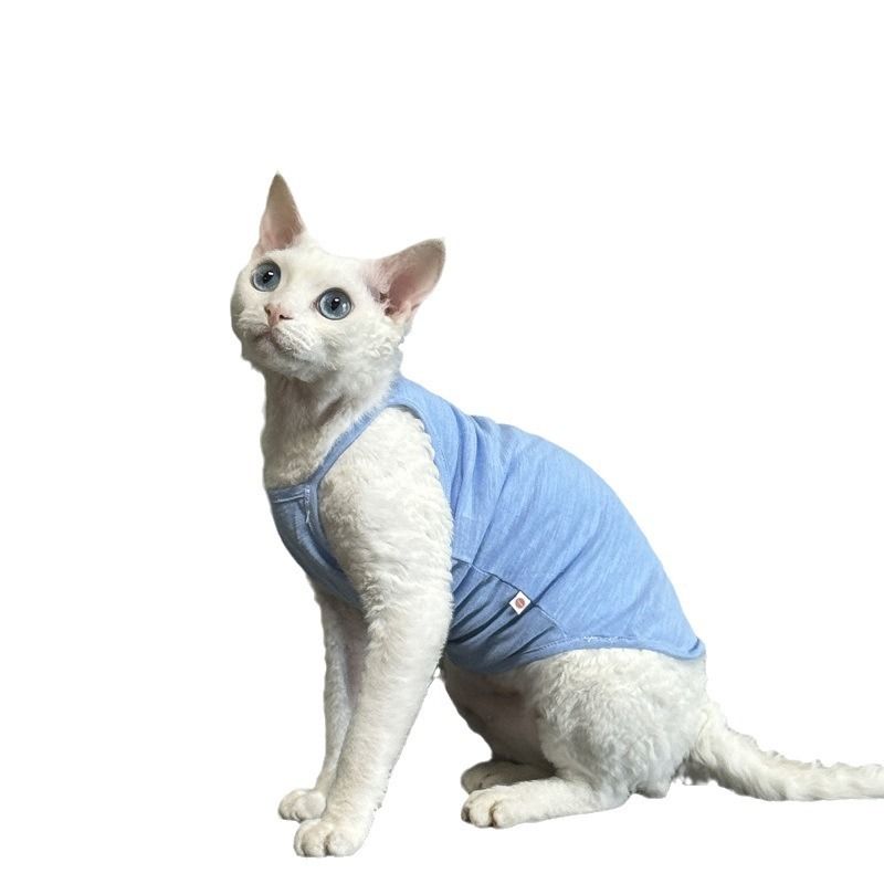 Tuta per gatti Devon Rex Sphynx, estiva, senza peli, multicolore, traspirante, sottile, in cotone di bambù, senza cuciture, con aria condizionata_voghion.com