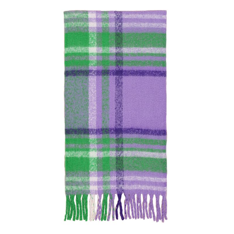 Écharpe à carreaux en mohair pour femme, châle d'hiver chaud et épais à carreaux avec franges, élégant et polyvalent, idéal pour le bureau décontracté._voghion.com