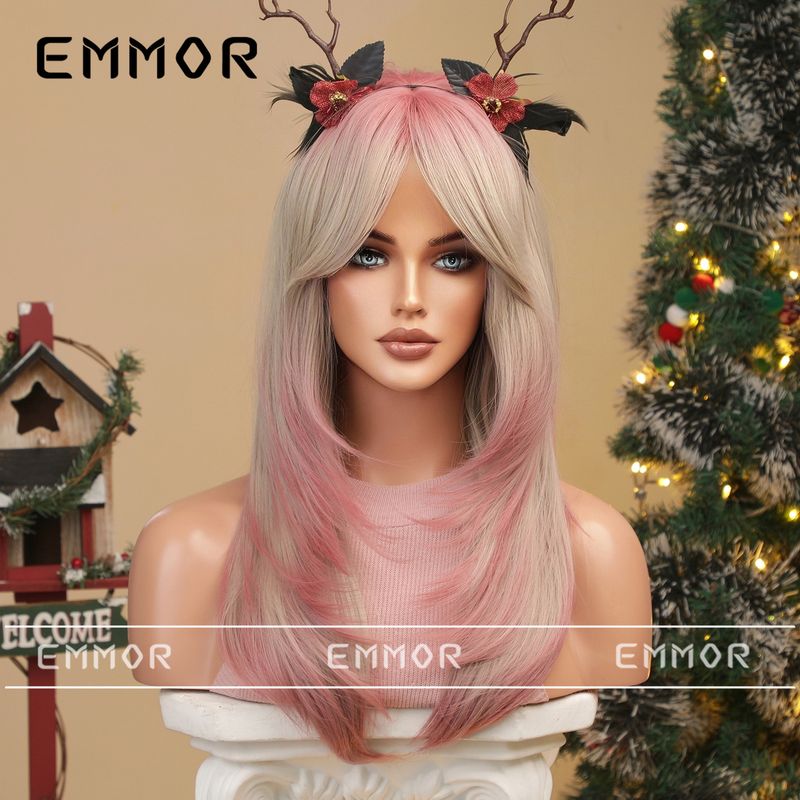 Parrucca colorata per cosplay di Halloween di Natale Qi Bangs parrucca corta riccia bobo acconciatura completa_voghion.com