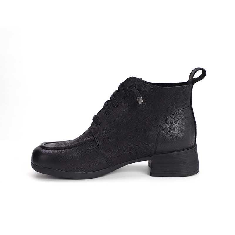 New New Genuine Leather Shoes Round Toe Handmade Short Fashion British Style Martin Simple Elegant Women's Boots_voghion.com