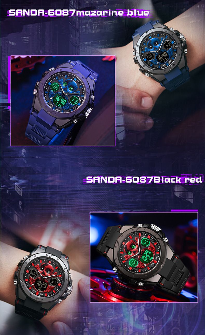 Stilvolle Herren-Skelettuhr mit Multifunktion, wasserdicht und mit Leuchtanzeige – robustes Gehäuse aus Zinklegierung und TPU-Armband – modische Totenkopfuhr_voghion.com