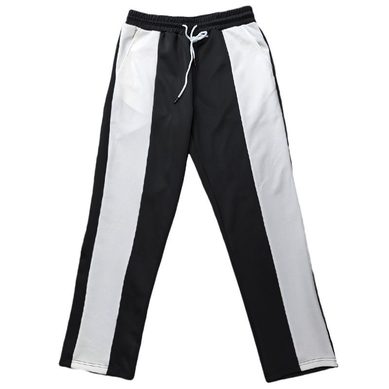 Roupas masculinas Calças esportivas casuais masculinas, soltas, de tecido saudável, para corrida, de secagem rápida, com costura e cores contrastantes_voghion.com