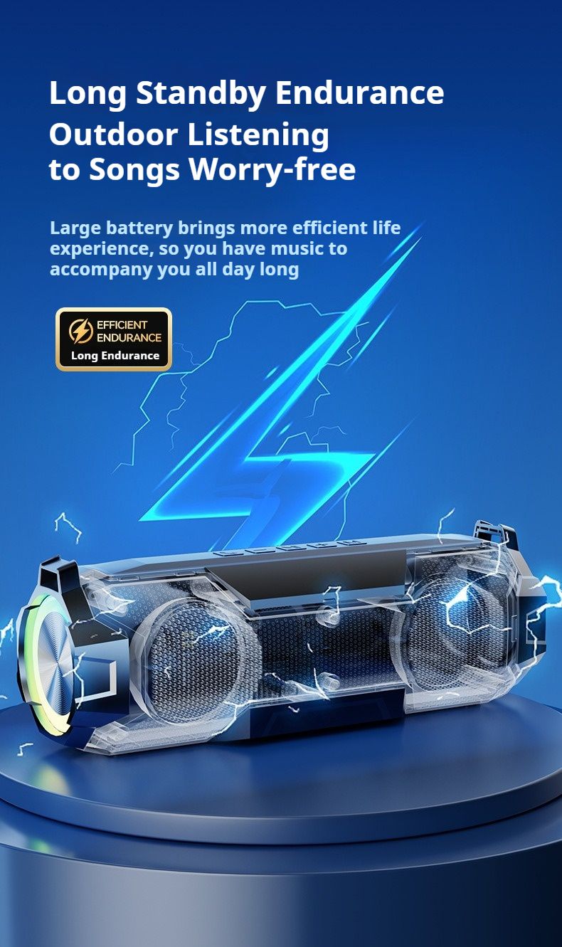Caisson de basses 30 W, lumière colorée, sans fil, Bluetooth 5.3, son stéréo, portable, fête familiale, karaoké, boombox, étanche_voghion.com