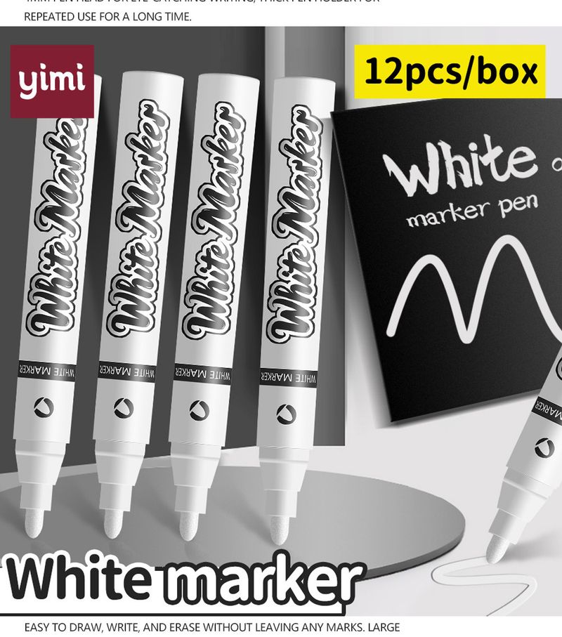 Weißer Unisex-Markierungsstift mit großer Kapazität, Werbeplakat-Malstift, hochglänzender weißer Markierstift, Graffiti-Malstift für Kinder_voghion.com