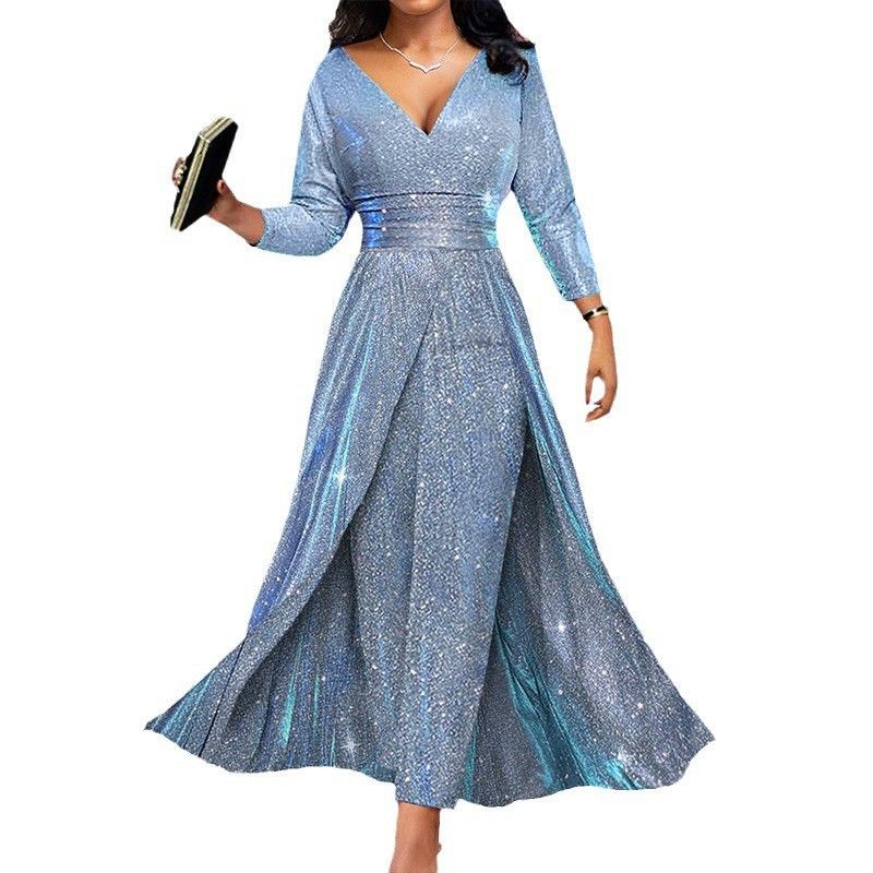 Women's Clothing banquet dress ins double-sided sequined large skirt tube top sexy fashion jumpsuit_voghion.com