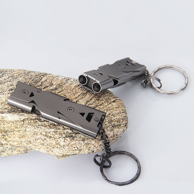 Whistle Outdoor Lifesaving High-frequency Loud Survival Double Hole Explosive Stainless Steel Aluminum Alloy Whistle_voghion.com