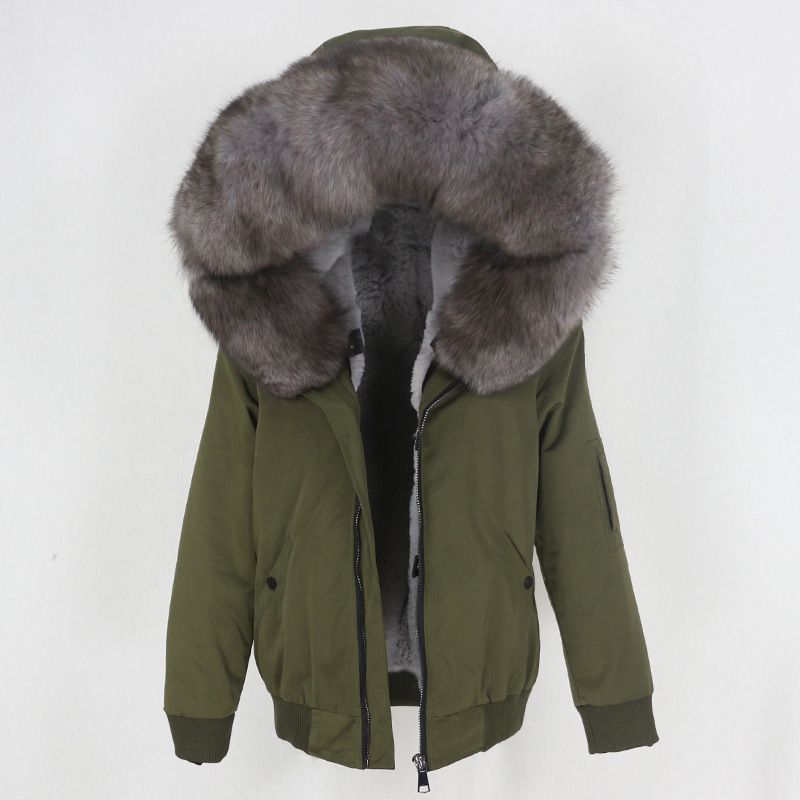 Women's Clothing New Style Parka With Thickened Artificial Fur Lining, Detachable Real Fur Large Fur Collar Jacket For Women_voghion.com