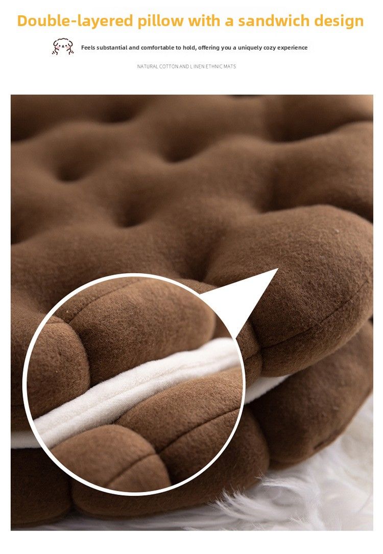 Irregular Plush Cartoon Cushion Lumbar Support Bed Headrest Fun Sandwich Biscuit Sofa Throw Round Pillow_voghion.com