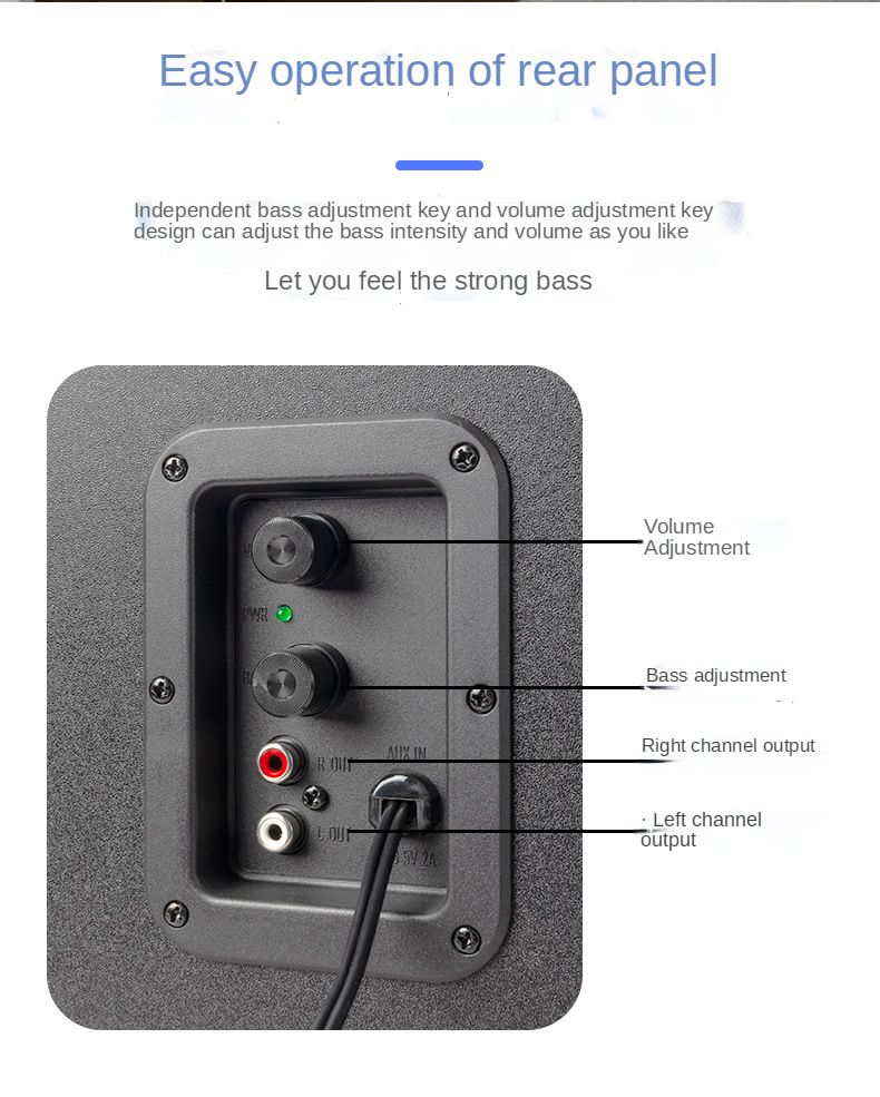 Altoparlante Bluetooth USB attivo per laptop, subwoofer multimediale sovrappeso in legno 2.1_voghion.com