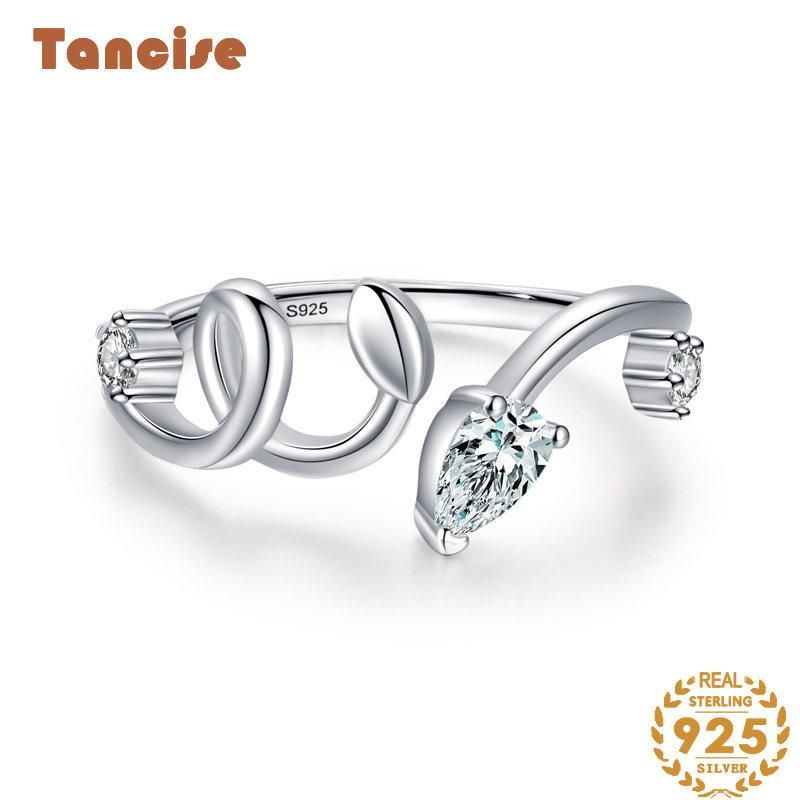 Tancise klassisk zirkon sølv ring damer smykker bryllup løfte fest gave_voghion.com