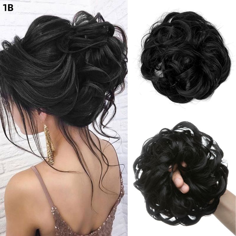 wig female flower bud ball head chemical fiber invisible fluffy natural long beard wig hair ring_voghion.com