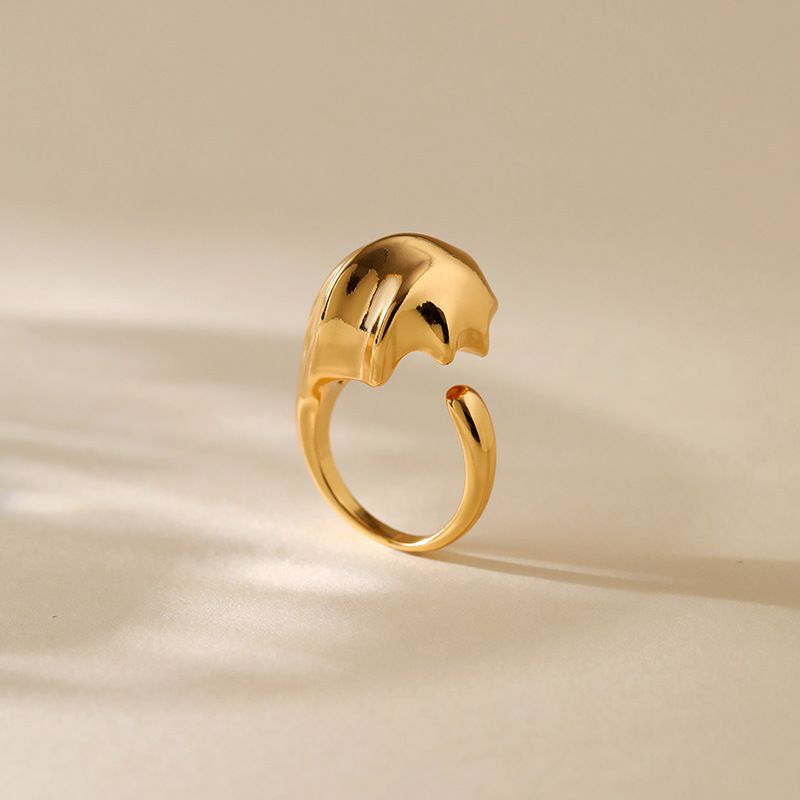 Heavy metal color preserving love ring copper plated with K real gold stacking fashion irregular texture retro ring_voghion.com