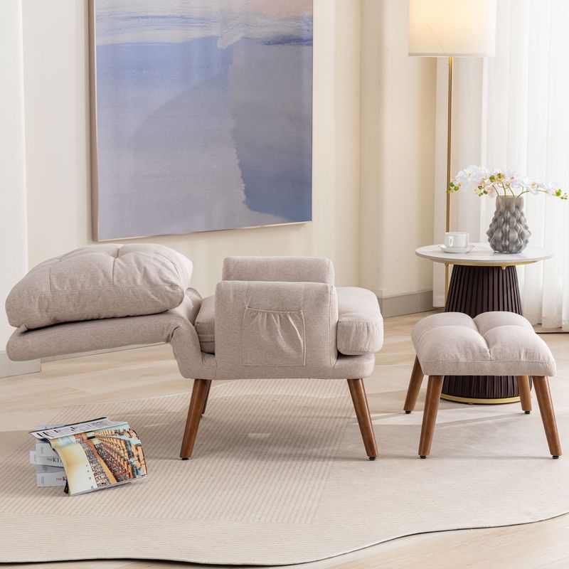Fauteuil inclinable avec repose-pieds, réglable en 5 positions et rangement latéral, design ergonomique pour le salon_voghion.com