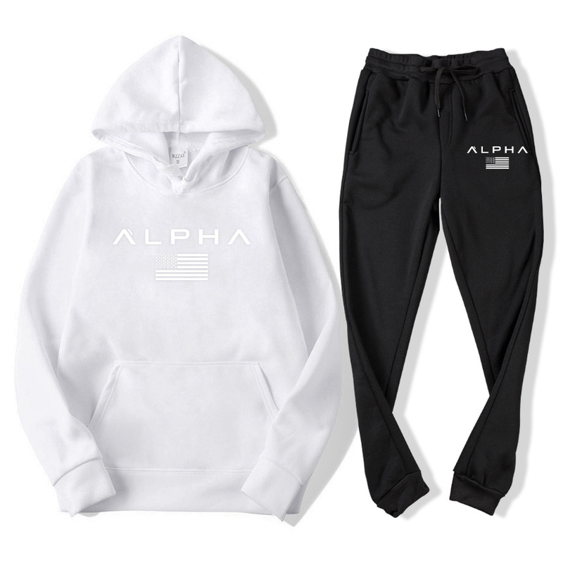 Maglione da uomo set maglione felpato pantaloni casual felpa sportiva aspetto autunno e inverno set di due pezzi_voghion.com