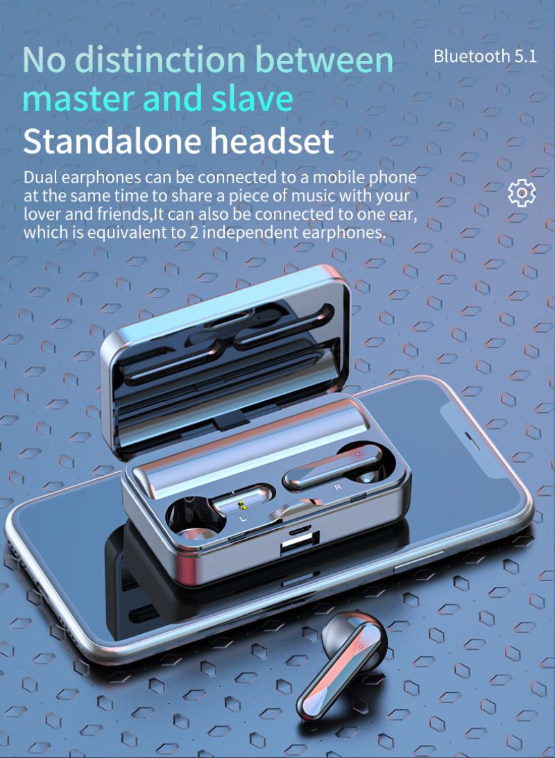 Mirror Digital Display Wireless Bluetooth Headset 5.1 Touch TWS Business Sports Headset_voghion.com
