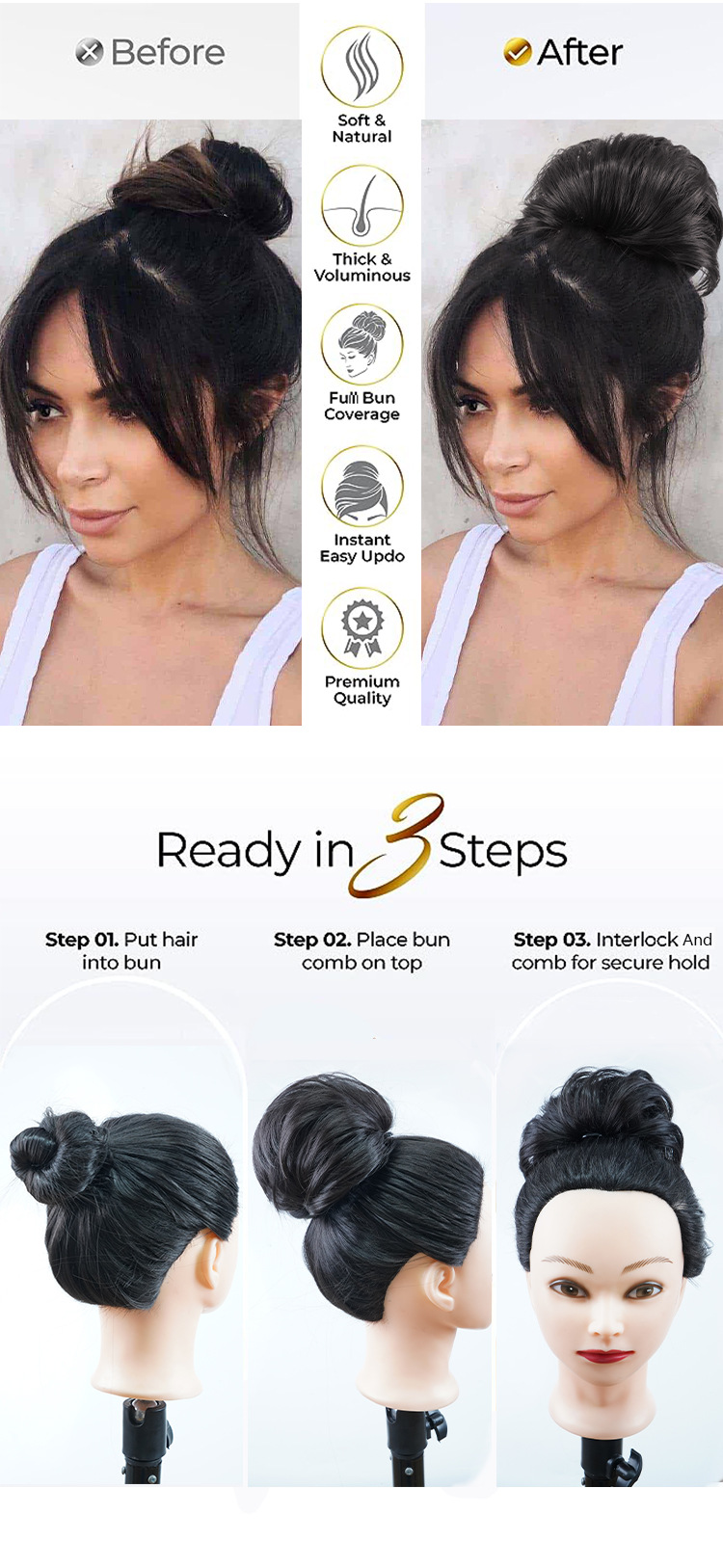 Cabelo sintético novo estilo rabo de cavalo curto encaracolado_voghion.com