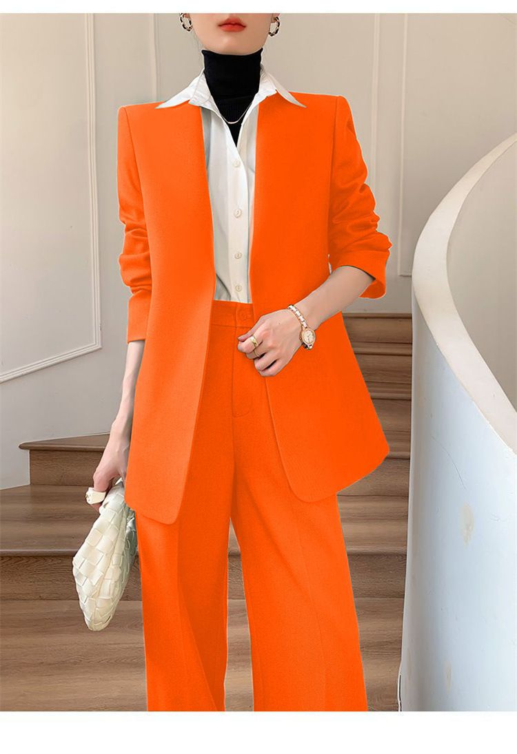 Damenbekleidung Königsblauer Anzug Zweiteiliger Anzug Anzug im neuen Stil im Pendlerdesign für Damen Mehrere Farben optionale Anzugjacke_voghion.com