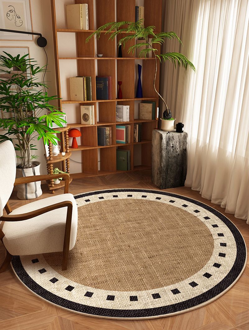 Modern Geometrik Halı - Oturma Odası ve Yatak Odası İçin Polyester Baskılı Yuvarlak Halı, Kaymaz TPR Taban, Suya Dayanıklı_voghion.com