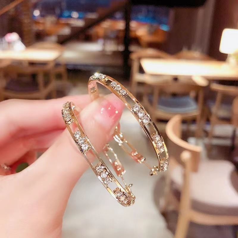 Women's earrings New Temperament Fashion Hoop Earrings Western Style High-end Crystal Earrings Light Luxury Unique Versatile Ear Accessories_voghion.com