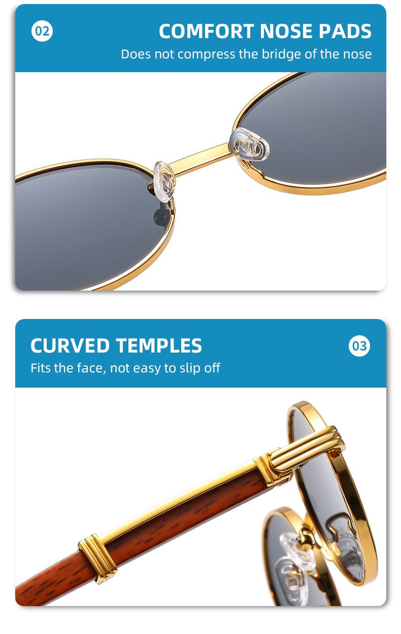 Retro sunčane naočale s drvenim uzorkom - Ovalne UV400 zaštite | Vintage unisex dizajn i lagani acetatni okvir_voghion.com