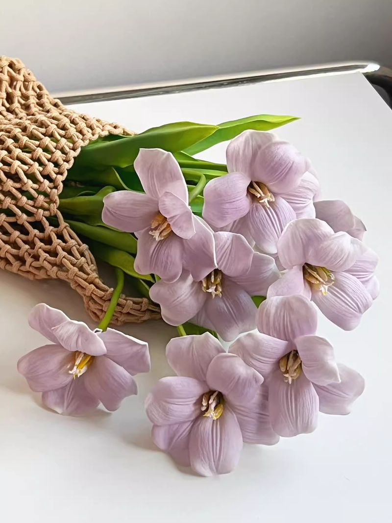 Ins Bionic Bouquet PU Tulip Artificial Flower Simulation Flower High Grade Realistic Living Room Table Decoration Flower Arrangement_voghion.com