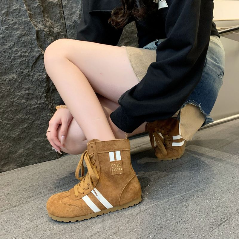 Bottes de boxe pour femmes, chaussures d'entraînement pour femmes, nouvelle mode 2025, chaussures de boxe montantes, bottes Martin plates, légères et confortables_voghion.com