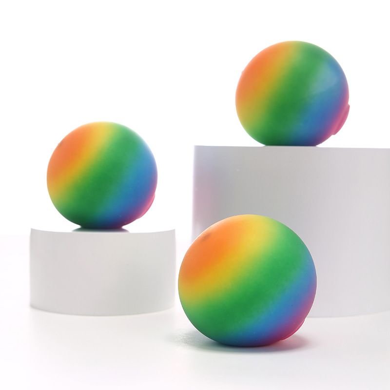 Squishies in schiuma, palla di farina arcobaleno, palla di sfiato, giocattolo di decompressione, rimbalzo lento, musica di pizzico, palla di decompressione, musica di pizzico portatile_voghion.com