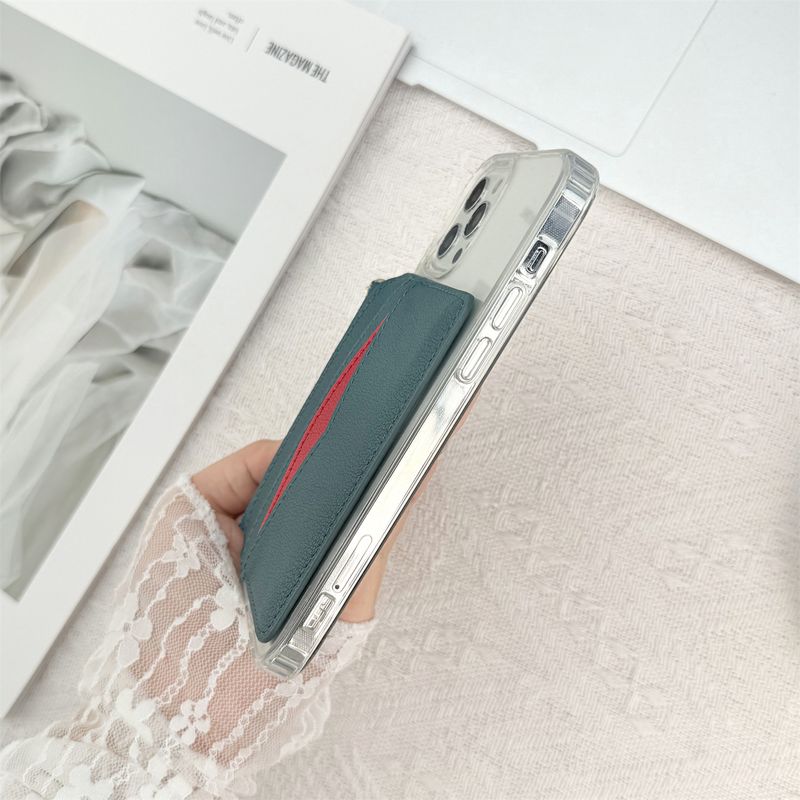 TechGlobe New Model Compatible With IPhone 17 Ultra-Thin Magnetic Holder Wallet Style Back Sticker Storage PU Card Case_voghion.com