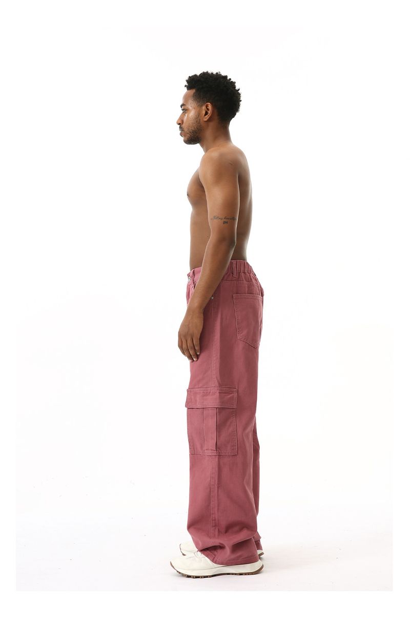 EF JEANS | 2024 Nuova salopette vintage semplice con tasche grandi e vita semi-elastica, jeans rosa pesca_voghion.com