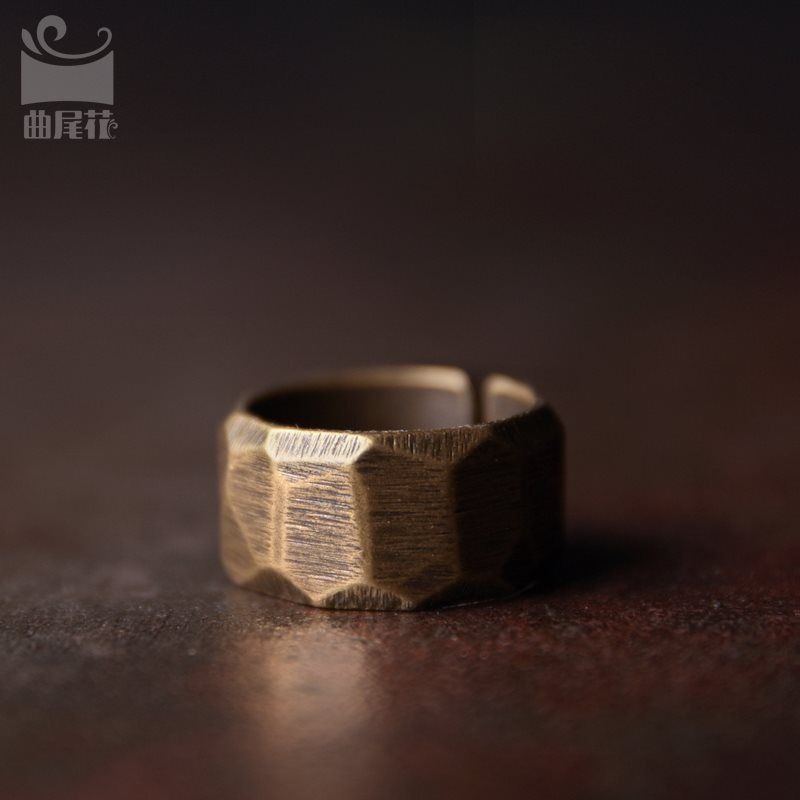 Bague vintage en cuivre faite main pour femme, grande taille pour homme, style urbain tendance. Bijou de doigt tendance._voghion.com