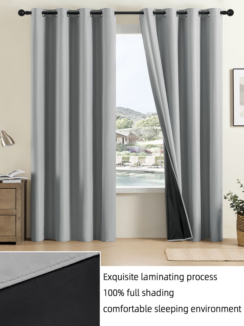 100% Blackout Curtains - Lightweight Coated Window Drapes For Living Room & Bedroom (Noise Reducing Thermal Insulated 84 Inch Length)_voghion.com